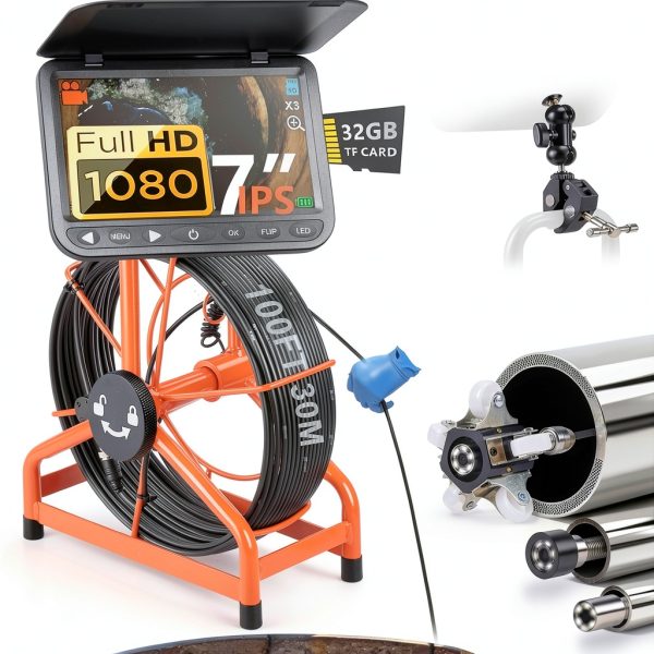 2026 New 7" Sewer Camera HD 1080P with 32GB DVR Twist Unlock System-0